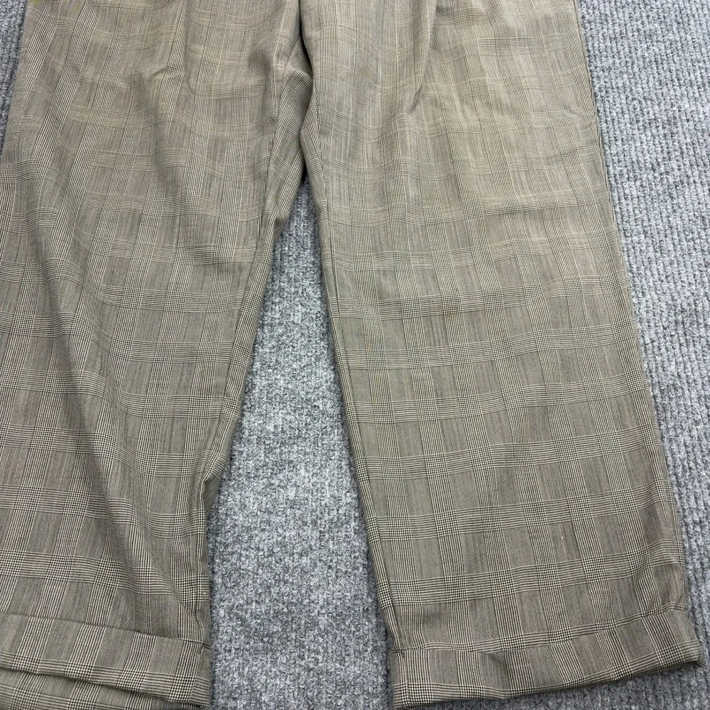 Jos A Bank Dress Pants Mens 40 Brown Wool Plaid Pleated Cuffed‎ Trousers Classic